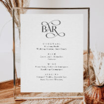 Classic Script The Bar Wedding Drinks Menu Sign