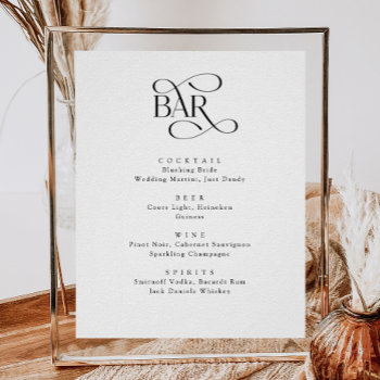 Classic Script The Bar Wedding Drinks Menu Sign by SweetRainDesign at Zazzle