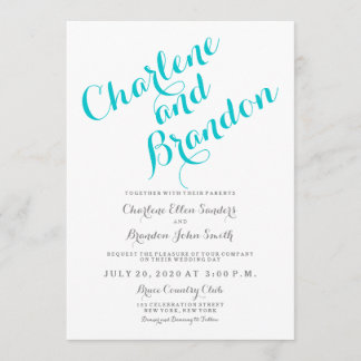 Classic Script | Turquoise Wedding Invitation