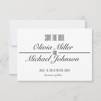 Classic Script Type Flat Save The Date Card