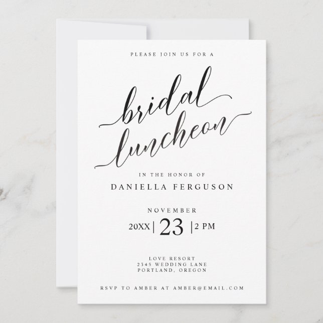 Classic Script Wedding Bridal Luncheon Invitation (Front)
