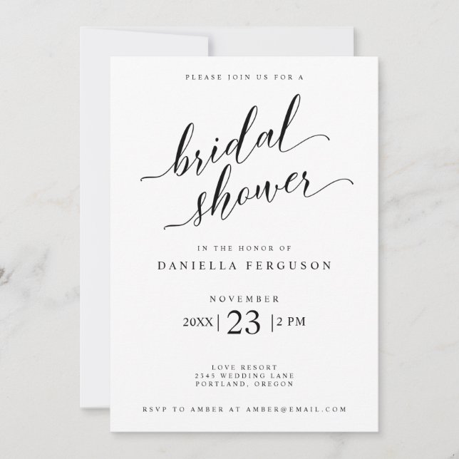 Classic Script Wedding Bridal Shower Invitation (Front)