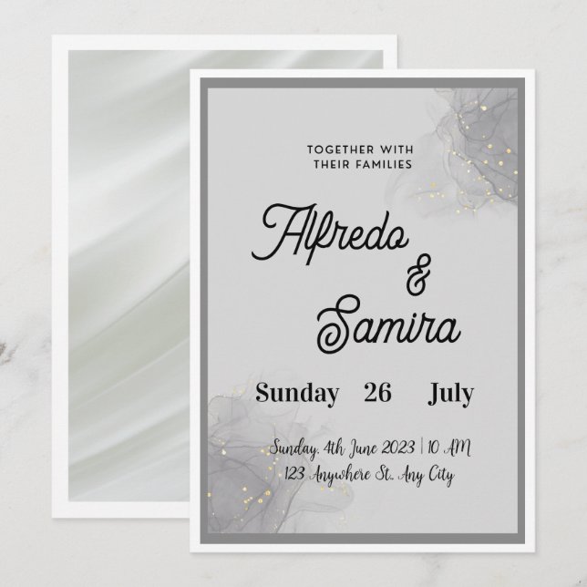 Classic Script Wedding Invitation (Front/Back)