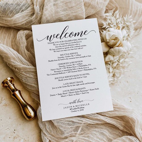 Classic Script Wedding Itinerary _ Hotel Bag Program