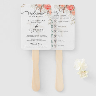 Classic Script Wedding Program and Timeline Hand F Fan