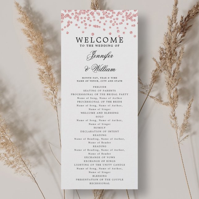 Classic Script Wedding Program Confetti Rose Gold (Classic Script Wedding Program Confetti Rose Gold)