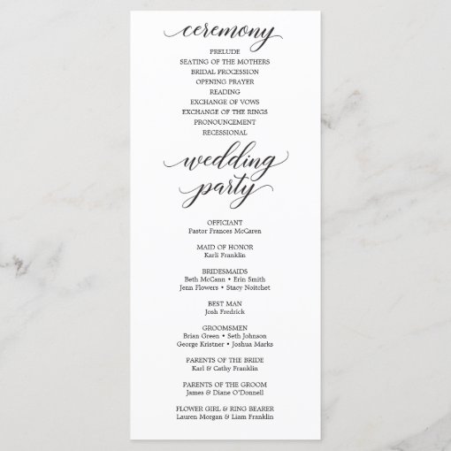 Classic Script Wedding Programs - Mr and Mrs | Zazzle