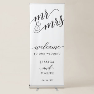 Classic Script Wedding Welcome Banner with Stand