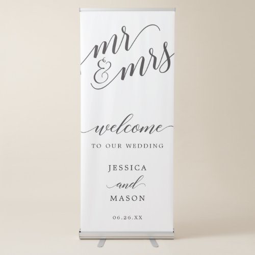 Classic Script Wedding Welcome Banner with Stand