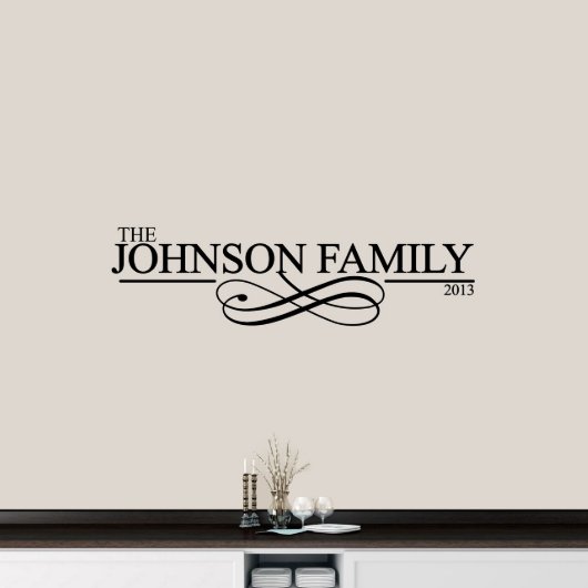 Classic Scroll Family Name Large Wall Decal (Front)