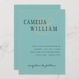 Classic Sea Glass Aqua Green Gold Wedding Invitati Invitation