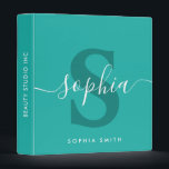 Classic Sea Green Monogram Script Name Initials  3 Ring Binder<br><div class="desc">Classic Sea Green Monogram Script Name Initials</div>