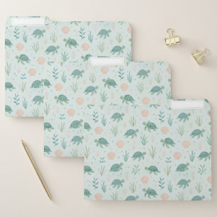 Classic Sea Turtle Ocean Plants File Folder