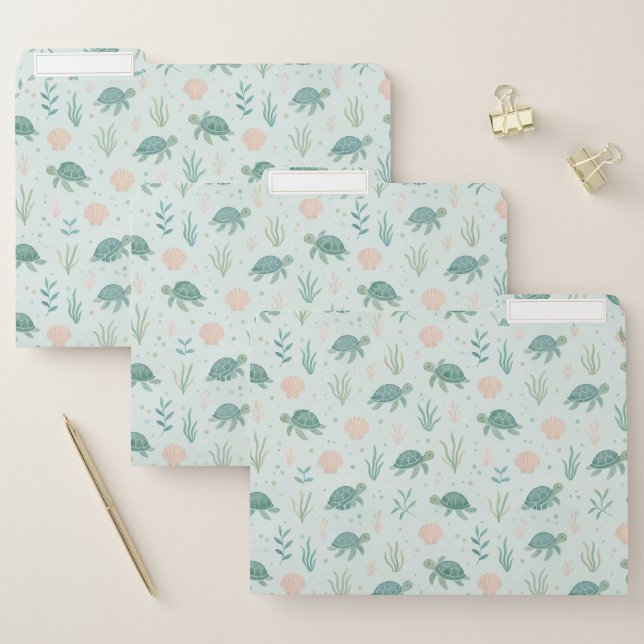 Classic Sea Turtle Ocean Plants File Folder (Set)