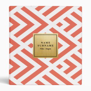Classic Seamless Geometric Pattern Salmon Gold 1" 3 Ring Binder