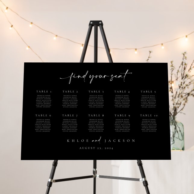 Classic Seating Chart Sign Wedding Table Numbers (In Situ (Stand))