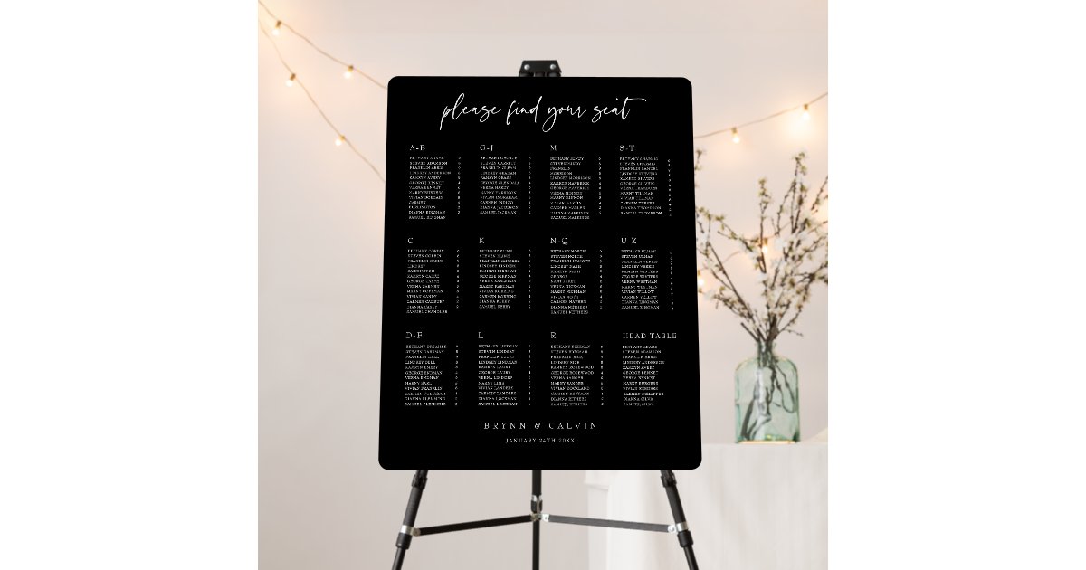 Classic Seating Chart Wedding Reception Table Sign Zazzle