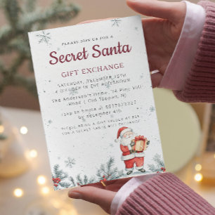 Classic Secret Santa Christmas Party Invitation