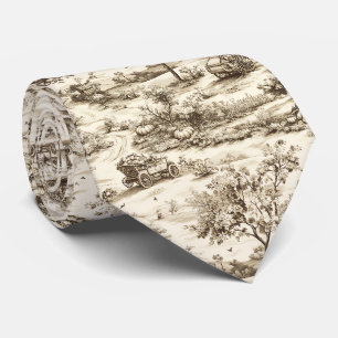 Classic Sepia Autumn Pumpkin Countryside Pattern Neck Tie
