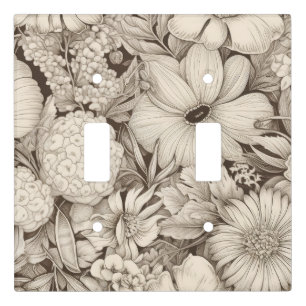 Classic Sepia Floral Ivory Botanical Elegance Light Switch Cover