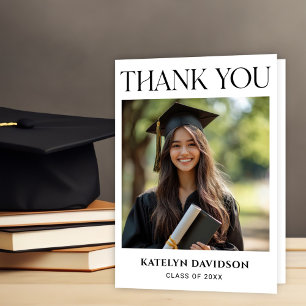 Classic Serif Graduation Photo 2026 Thank You Card