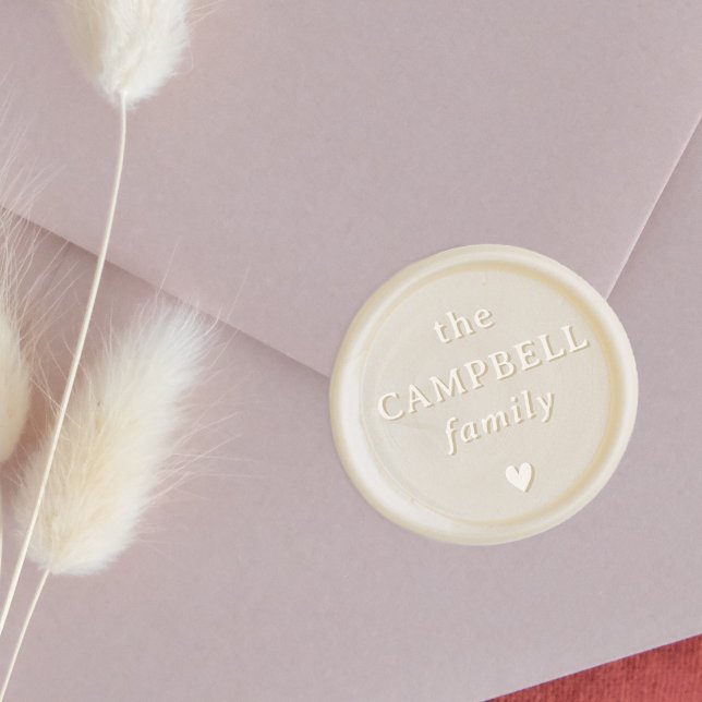 Classic Serif Typography Family Name & Heart Wax Seal Stamp (The Wax Seal Stamp Mock-up)