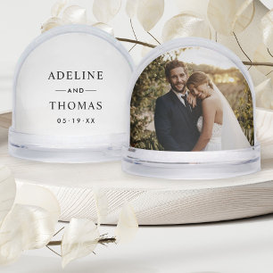 Classic Serif Wedding Monogram Photo Snow Globe