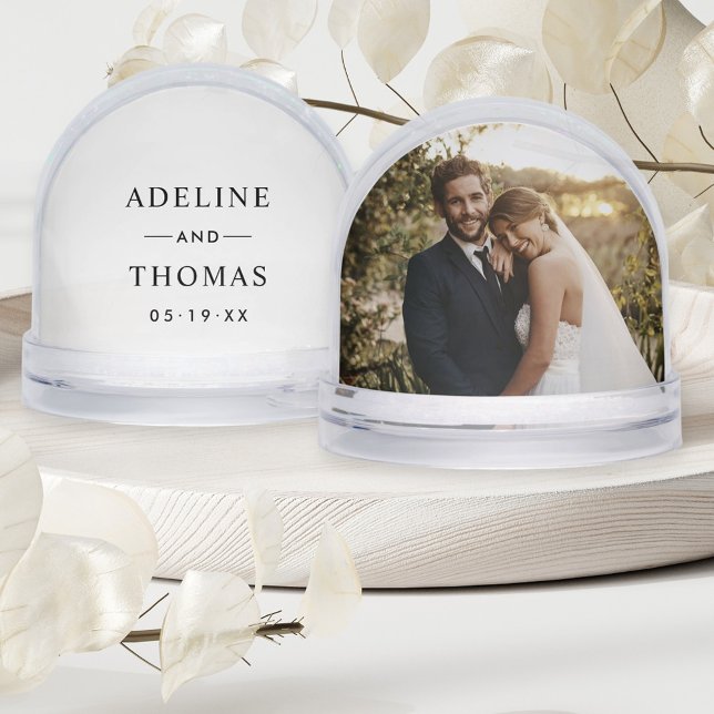 Classic Serif Wedding Monogram Photo Snow Globe (Creator Uploaded)
