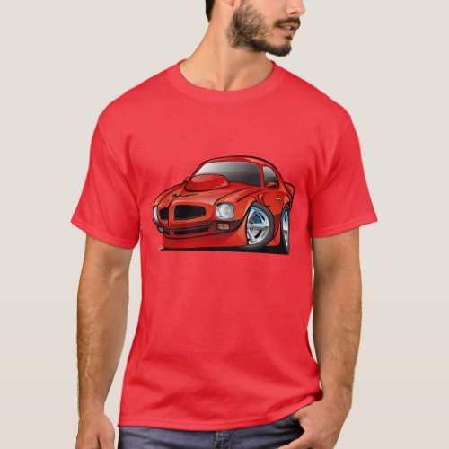 Classic Seventies American Muscle Car Cartoon T_Shirt