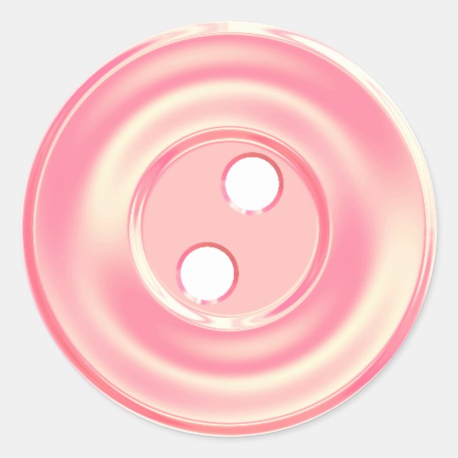 classic sewing button cute pink round sticker (Front)