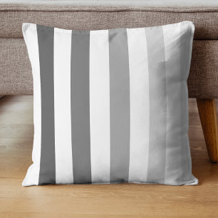 Classic Shaded Grey & White stripes pattern Throw Pillow