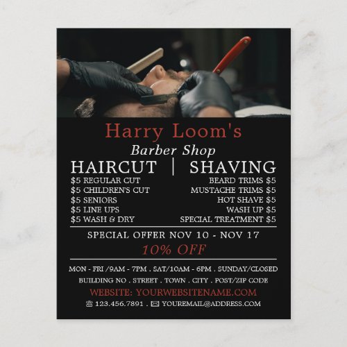 Classic Shave Mens Barbers Advertising Flyer