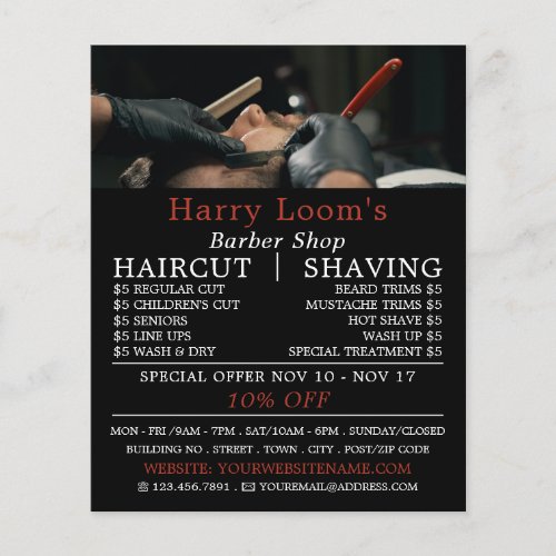 Classic Shave Mens Barbers Advertising Flyer