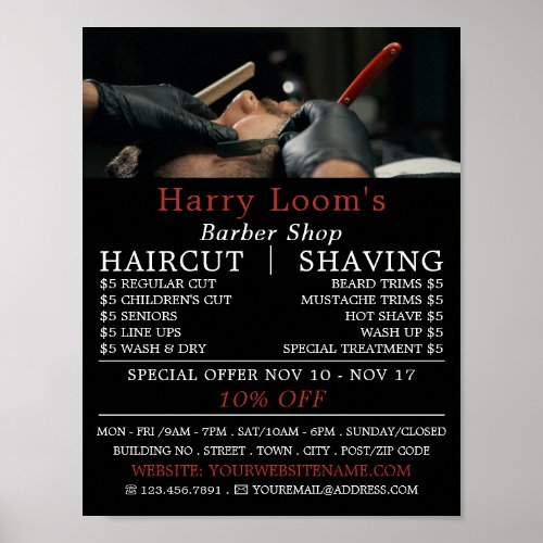 Classic Shave Mens Barbers Advertising Poster