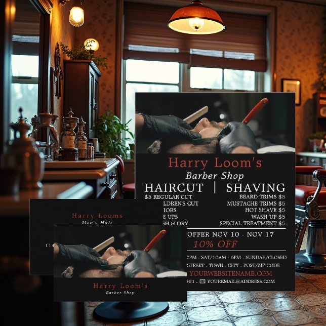 Classic Shave, Men's Barbers Business Card (Creator Uploaded)
