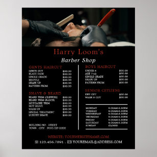 Classic Shave, Men's Barbers Price List Poster