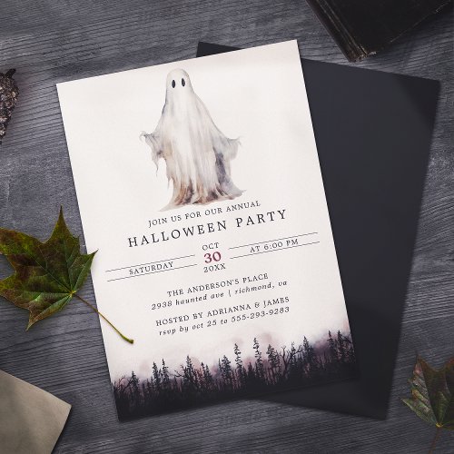 Classic Sheet Ghost  Spooky Woods Halloween Party Invitation