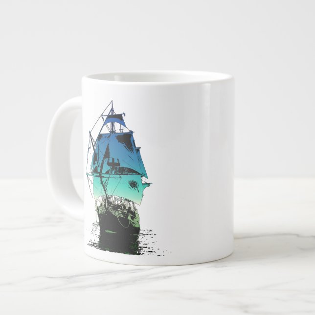 Classic Ship Giant Coffee Mug (Front Left)