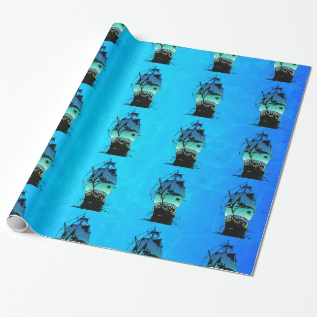 Classic Ship Wrapping Paper (Unrolled)