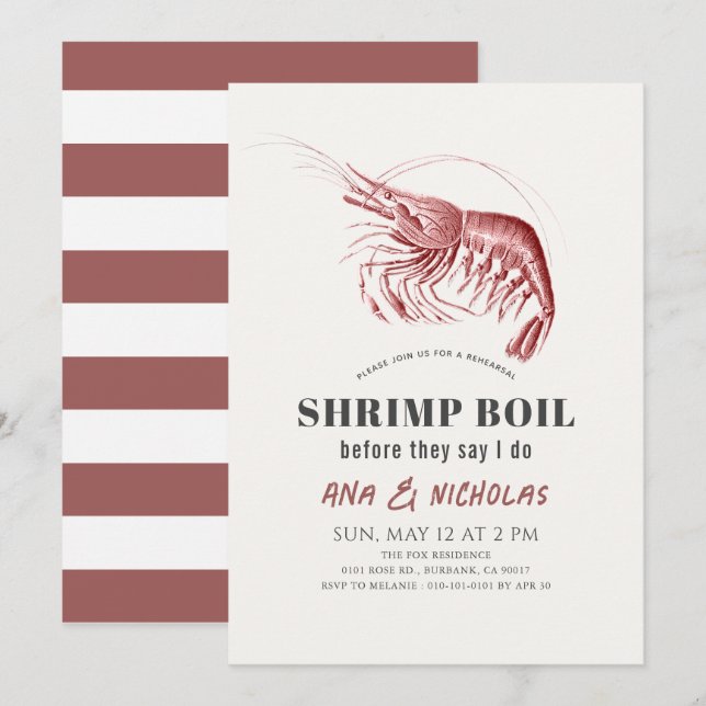 Classic Shrimp Boil Rehearsal Dinner Invitation (Front/Back)