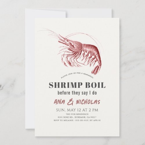 Classic Shrimp Boil Rehearsal Dinner Invitation