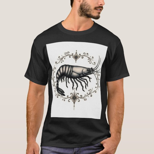 Classic Shrimp Flash Tattoo T-Shirt Design (Front)
