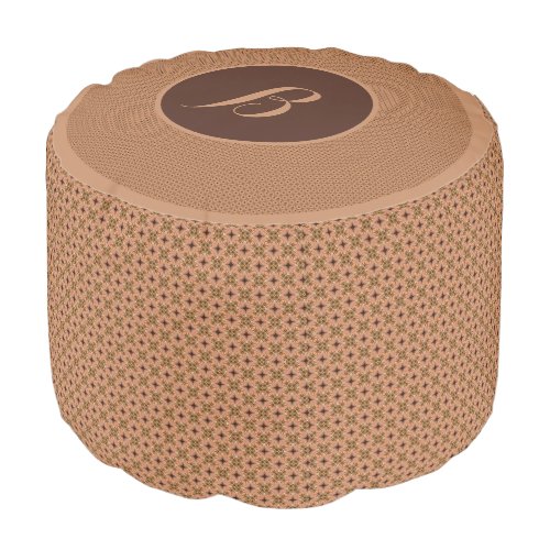 Classic Sienna Brown Decorative Pattern Monogram Pouf