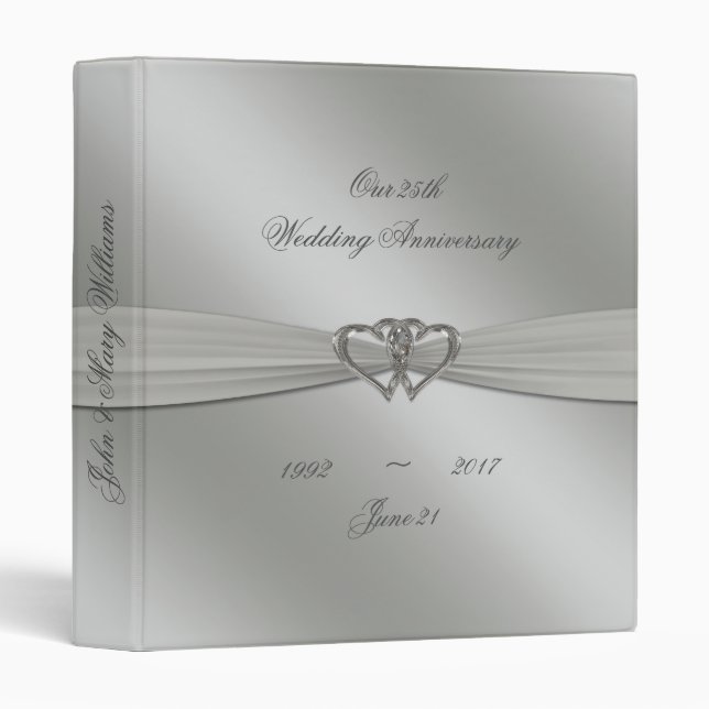 Classic Silver 25th Wedding Anniversary 1" Binder (Front/Spine)
