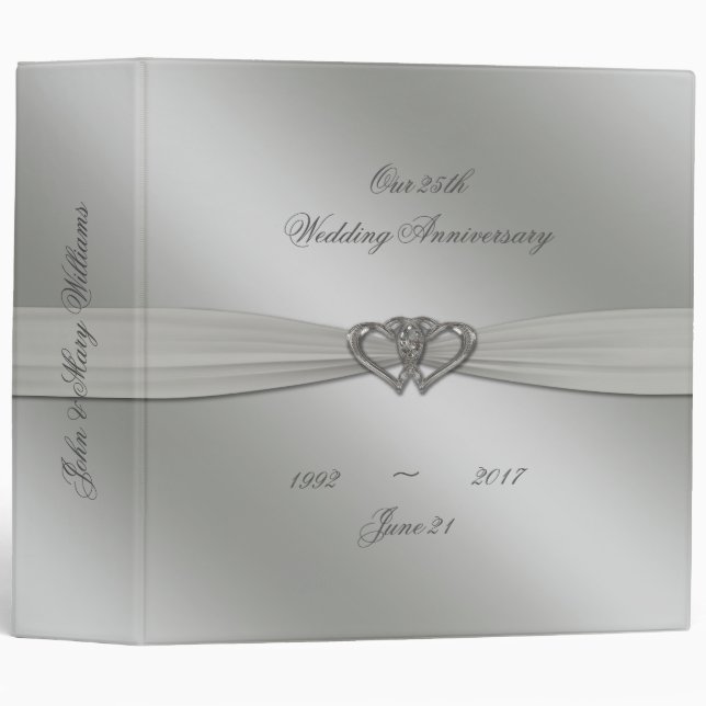 Classic Silver 25th Wedding Anniversary 2" Binder (Front/Spine)