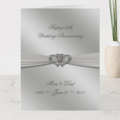 Classic Silver 25th Wedding Anniversary 85x11 Card