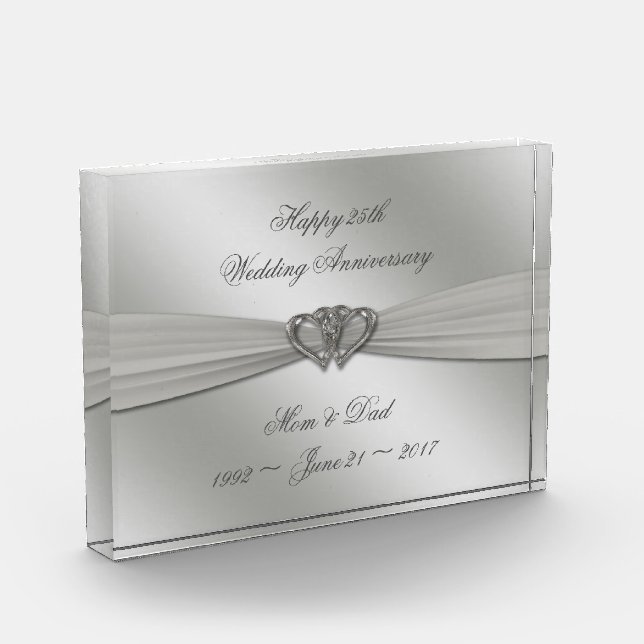 Classic Silver 25th Wedding Anniversary Award (Left)