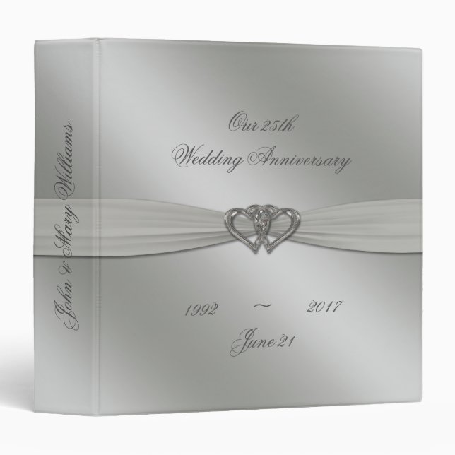 Classic Silver 25th Wedding Anniversary Binder (Front/Spine)