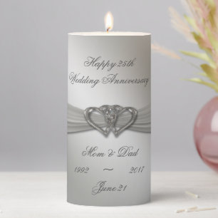 Classic Silver 25th Wedding Anniversary Candle