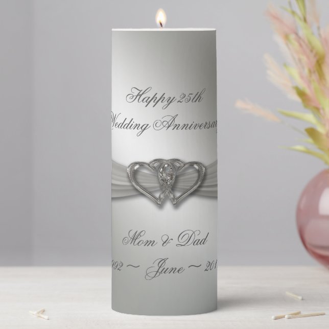 Classic Silver 25th Wedding Anniversary Candle (In Situ)